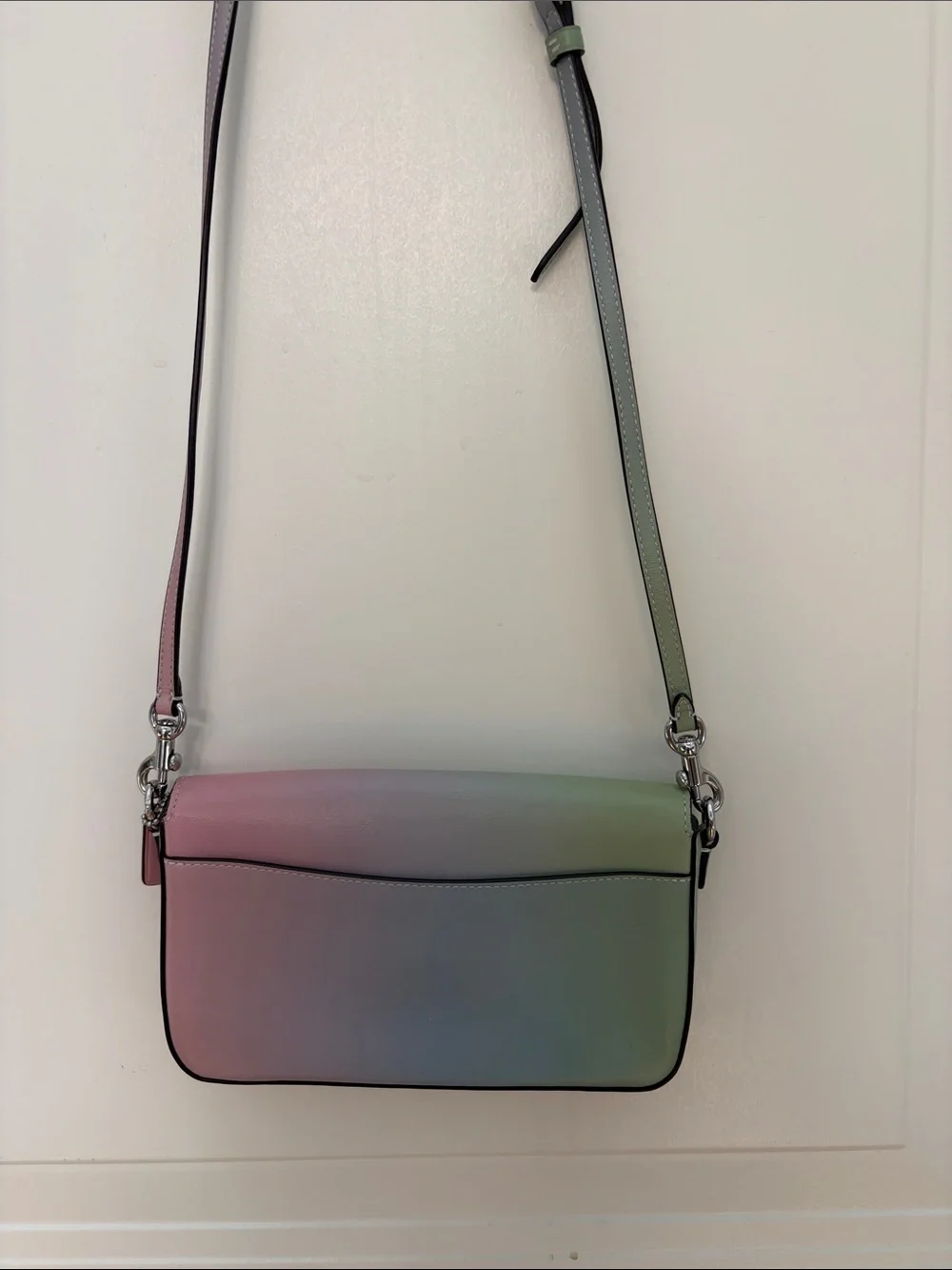 Coach Gradient Pastel Leather Crossbody Bag — Green Blue Pink